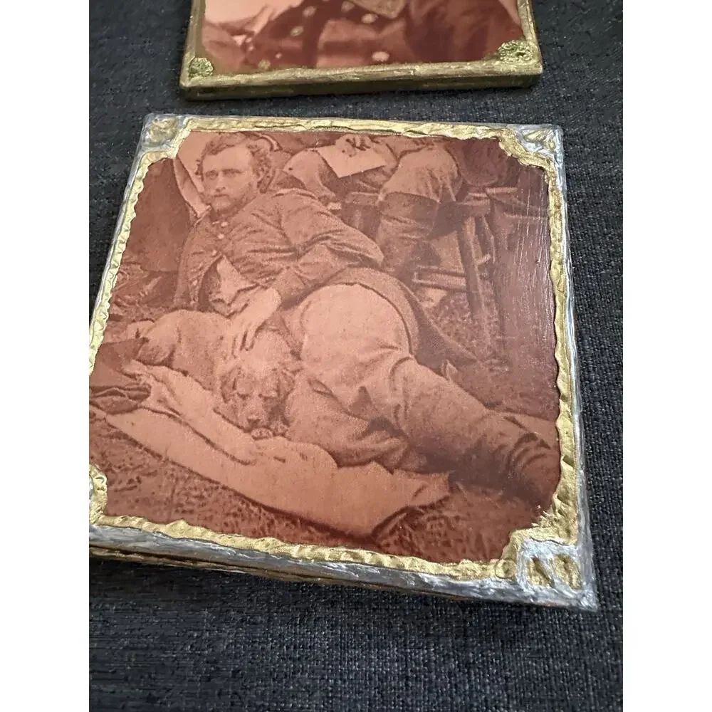 22 Handmade Civil War Photo Tile Wall Plaques Generals Soldiers Camps Reproducti